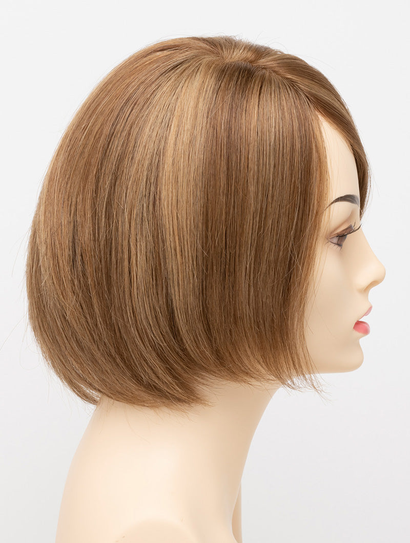 profile side of a short Kinner Beauty Wigs wig for woman on mannequin head
