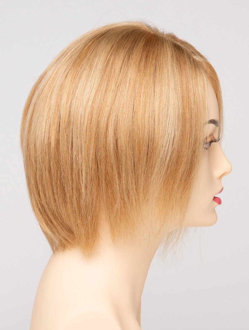profile side of a short Kinner Beauty Wigs wig for woman on mannequin head