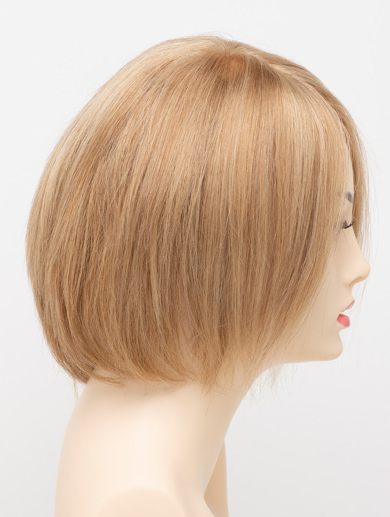profile side of a short Kinner Beauty Wigs wig for woman on mannequin head