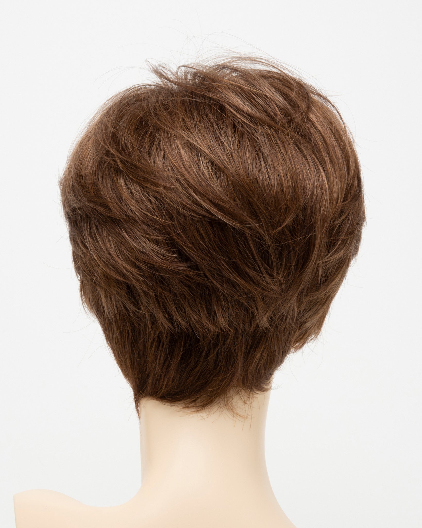 back side of a short wig Kinner Beauty Wigs for woman on mannequin head