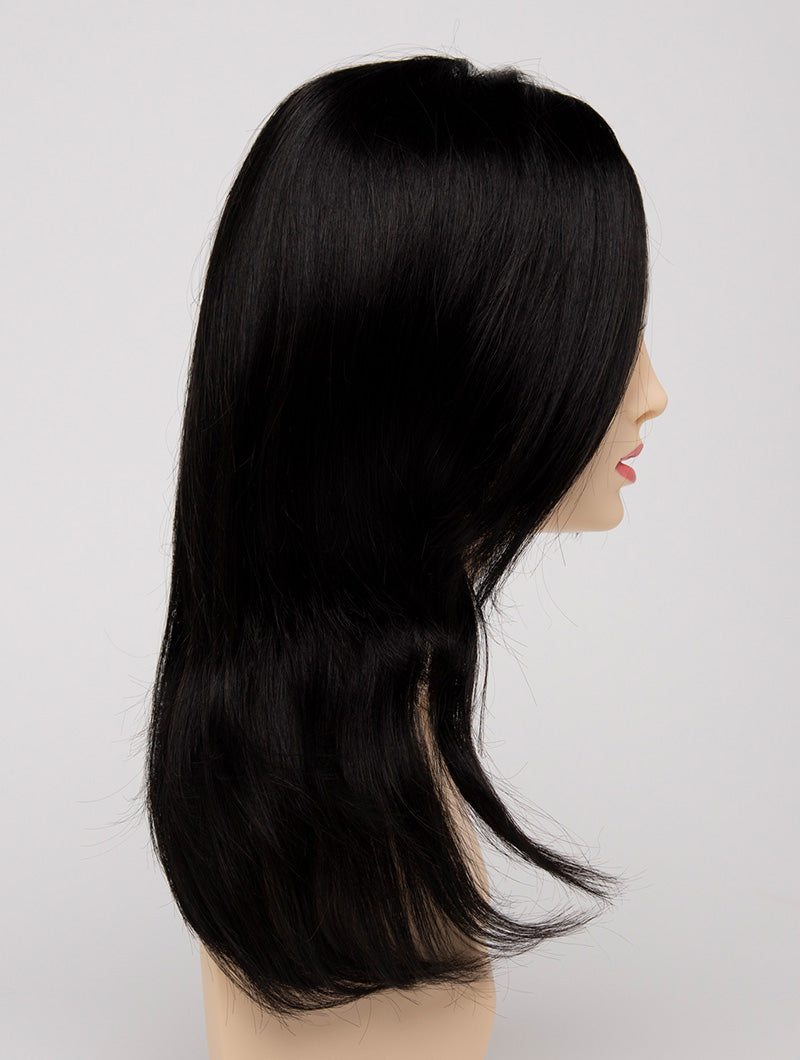 profile side of a long Kinner Beauty Wigs wig for woman on mannequin head
