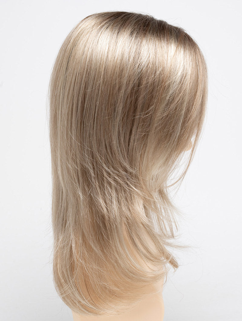 profile side of a long Kinner Beauty Wigs wig for woman on mannequin head