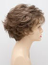 profile side of a short Kinner Beauty Wigs wig for woman on mannequin head