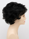 profile side of a short Kinner Beauty Wigs wig for woman on mannequin head