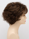 profile side of a short Kinner Beauty Wigs wig for woman on mannequin head