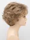 profile side of a short Kinner Beauty Wigs wig for woman on mannequin head
