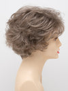 profile side of a short Kinner Beauty Wigs wig for woman on mannequin head