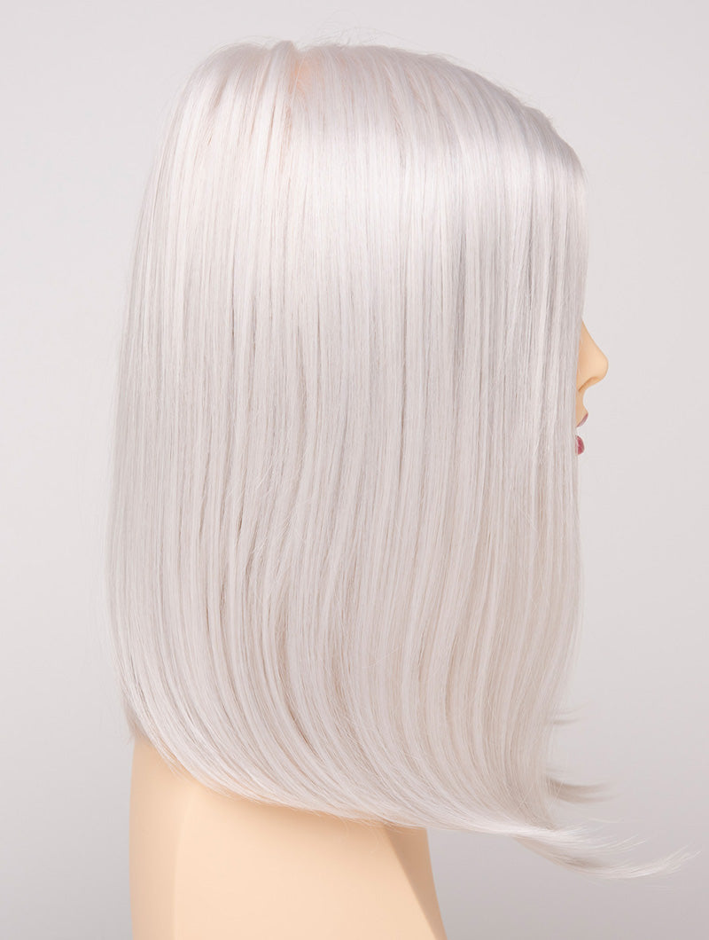 profile side of a medium Kinner Beauty Wigs wig for woman on mannequin head