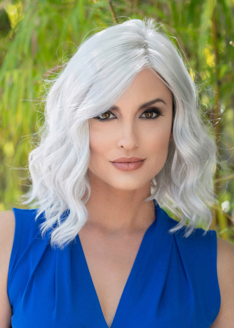 front side of a medium Kinner Beauty Wigs wig on woman head