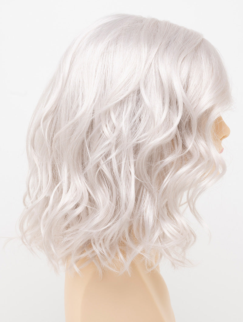 profile side of a medium Kinner Beauty Wigs wig for woman on mannequin head