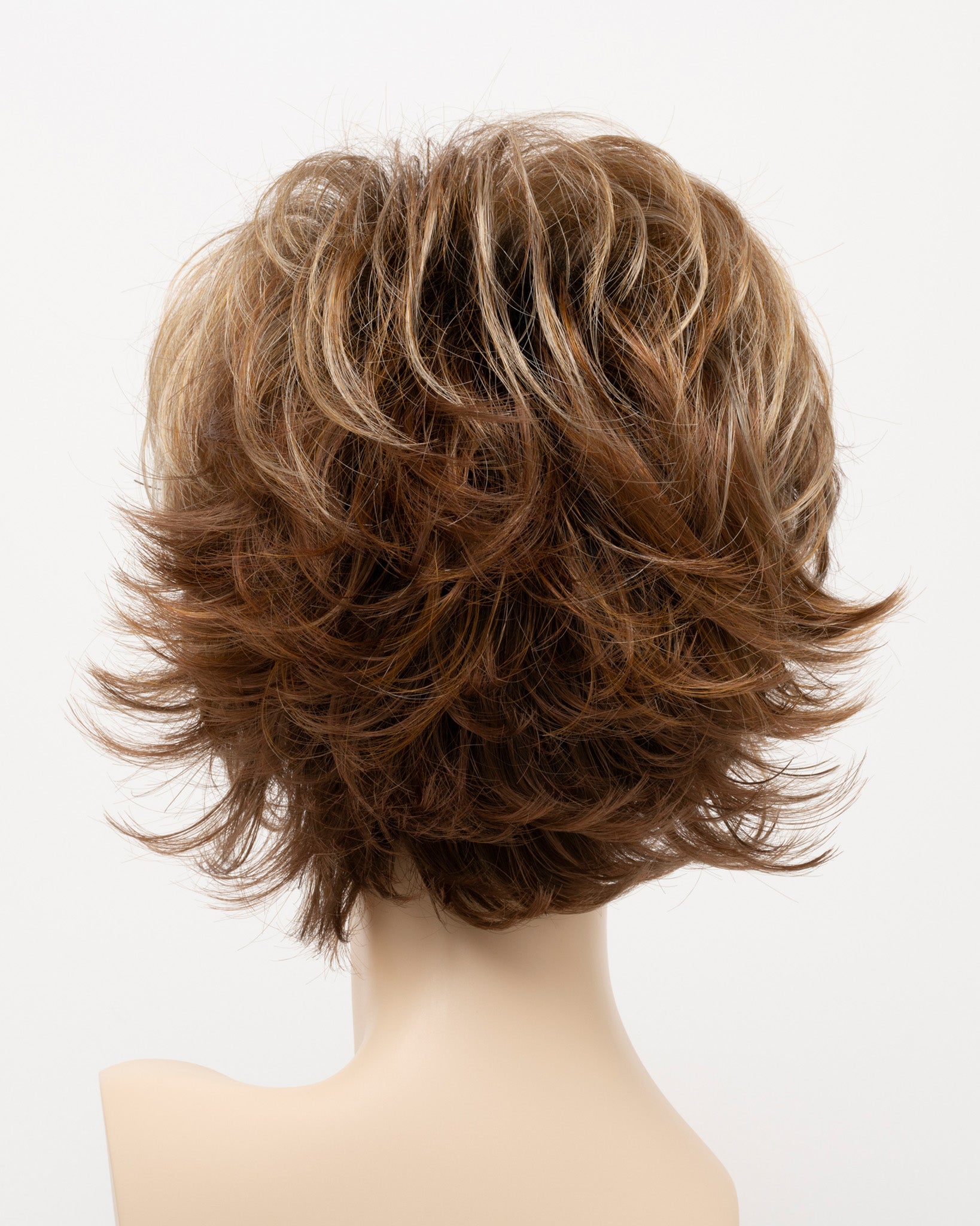 back side of a short wig Kinner Beauty Wigs for woman on mannequin head