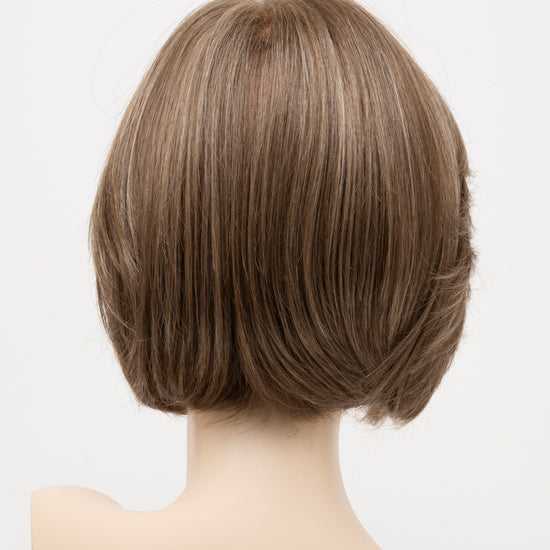 back side of a short wig Kinner Beauty Wigs for woman on mannequin head 