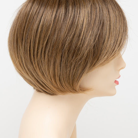 profile side of a short Kinner Beauty Wigs wig for woman on mannequin head 