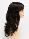 profile side of a long Kinner Beauty Wigs wig for woman on mannequin head 