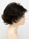 profile side of a short Kinner Beauty Wigs wig for woman on mannequin head 