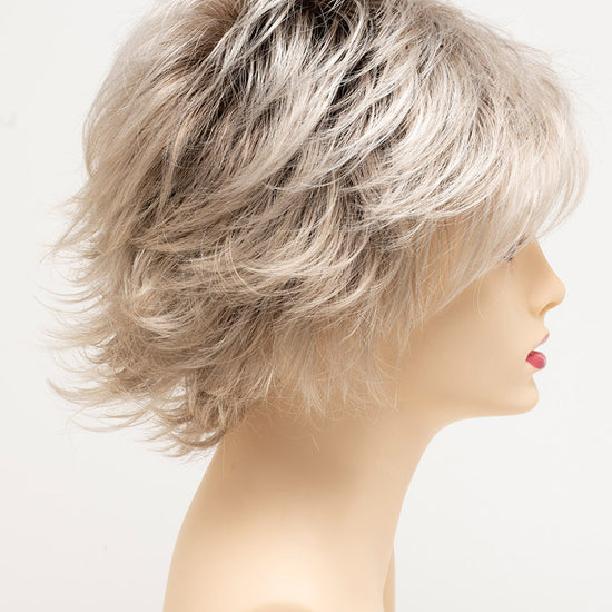 profile side of a short Kinner Beauty Wigs wig for woman on mannequin head 