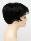 profile side of a short Kinner Beauty Wigs wig for woman on mannequin head 