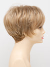 profile side of a short Kinner Beauty Wigs wig for woman on mannequin head 