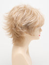 profile side of a short Kinner Beauty Wigs wig for woman on mannequin head 