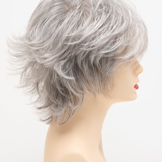 profile side of a short Kinner Beauty Wigs wig for woman on mannequin head 