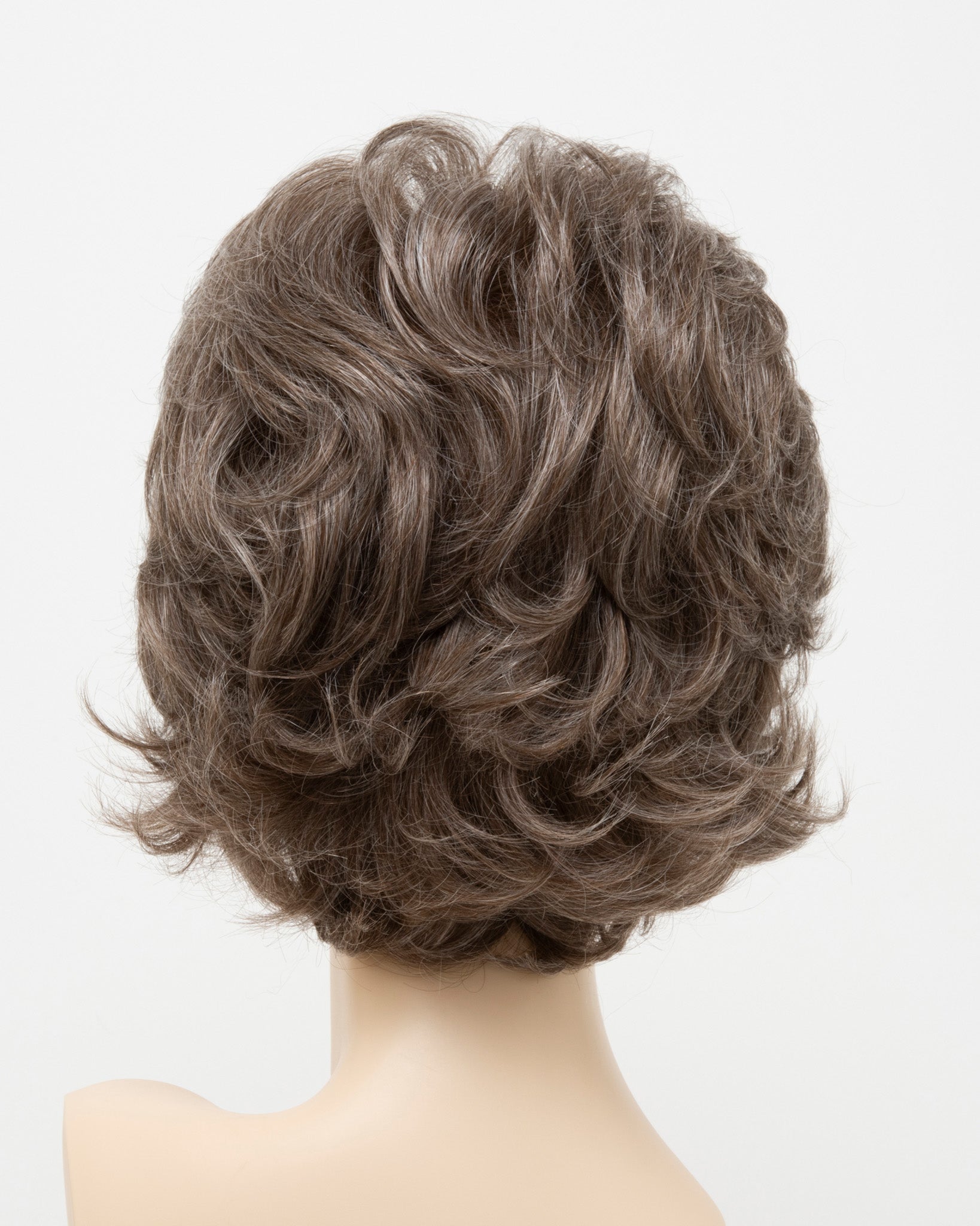 back side of a short wig Kinner Beauty Wigs for woman on mannequin head 