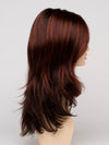 profile side of a long Kinner Beauty Wigs wig for woman on mannequin head 