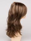 profile side of a long Kinner Beauty Wigs wig for woman on mannequin head 