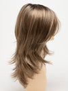 profile side of a long Kinner Beauty Wigs wig for woman on mannequin head 