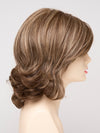 profile side of a medium Kinner Beauty Wigs wig for woman on mannequin head 