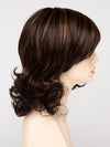 profile side of a medium Kinner Beauty Wigs wig for woman on mannequin head 