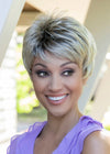 front side of a short Kinner Beauty Wigs wig for woman on mannequin head 