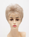 front side of a short Kinner Beauty Wigs wig for woman on mannequin head 