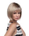 front side of a short Kinner Beauty Wigs wig on woman head 