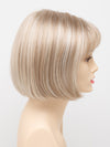 profile side of a short Kinner Beauty Wigs wig on woman head 