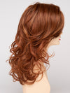 profile side of a long Kinner Beauty Wigs wig for woman on mannequin head 