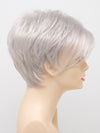 profile side of a short Kinner Beauty Wigs wig on woman head 